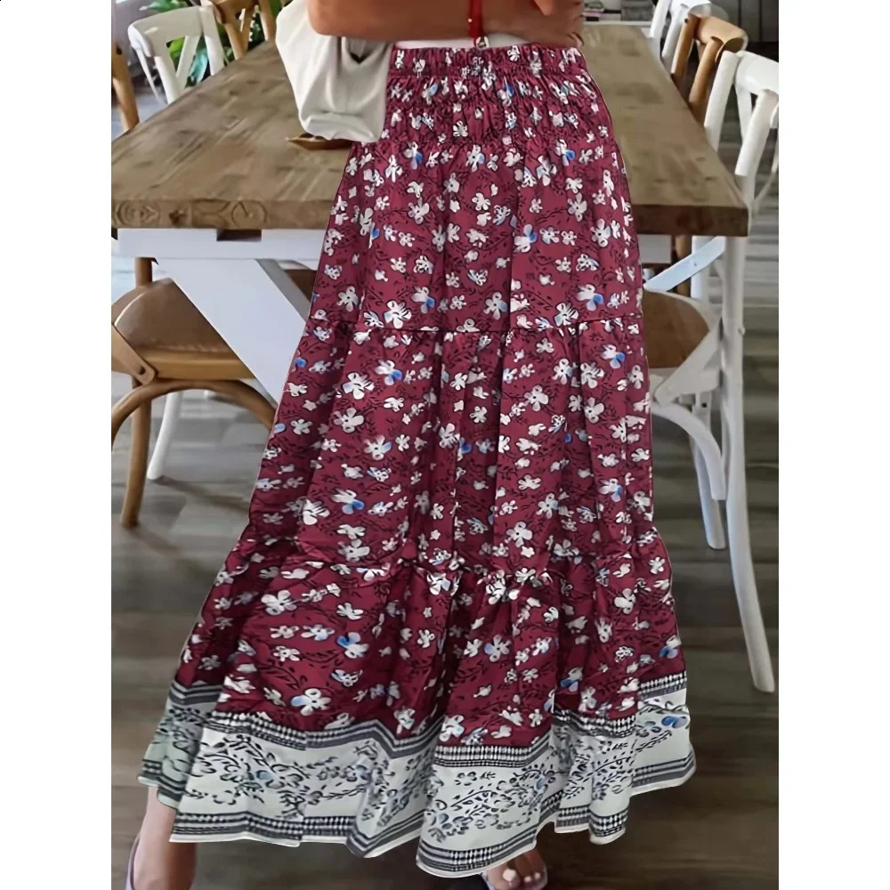 Plus taille 1xl5xl Womens Highwaist Longteng Casual MAXI JUPT 250918