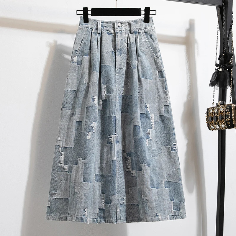 Casual Loose Plus taille pour femmes jupe denim Slit aliné