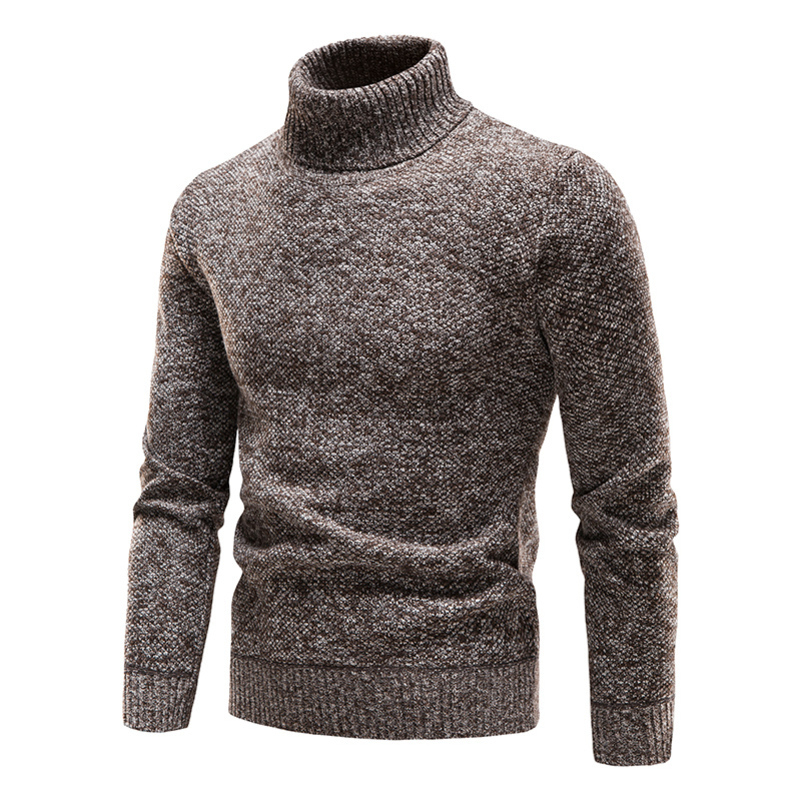 Autumn Winter Fleece Sweater Men Thicker Turtleneck Warm Pullover Slim Fit Man Clothes Black Brown Jumpers Elastic 250918BJ