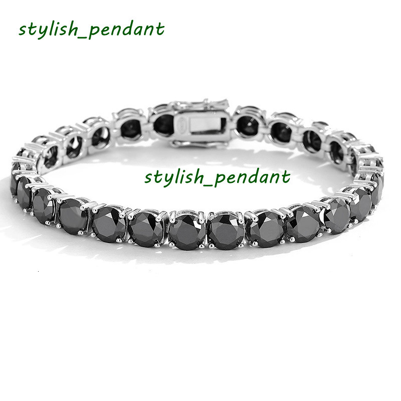 3mm 4mm 5mm 6.5mm Width 17/18/19/20/21cm Diamond Passed Test 925 Silver Black Moissanite Tennis Bracelet for Men Women Nice Gift