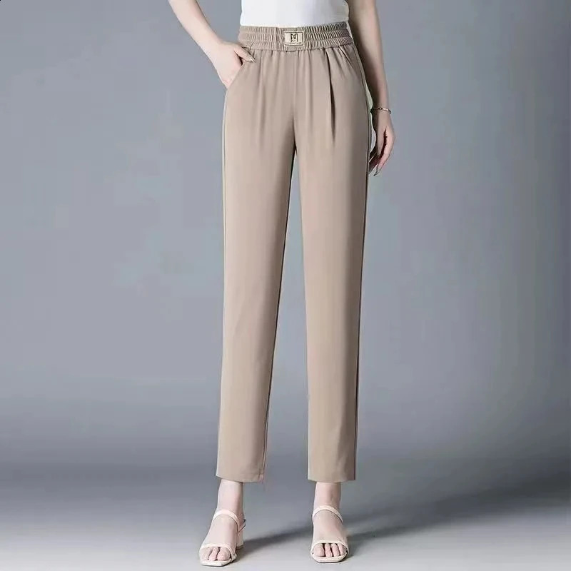 2025 Women Spring Summer Pant Thin Elastic Waist Middle Aged and Old Womens Long Casual Trousers 250918