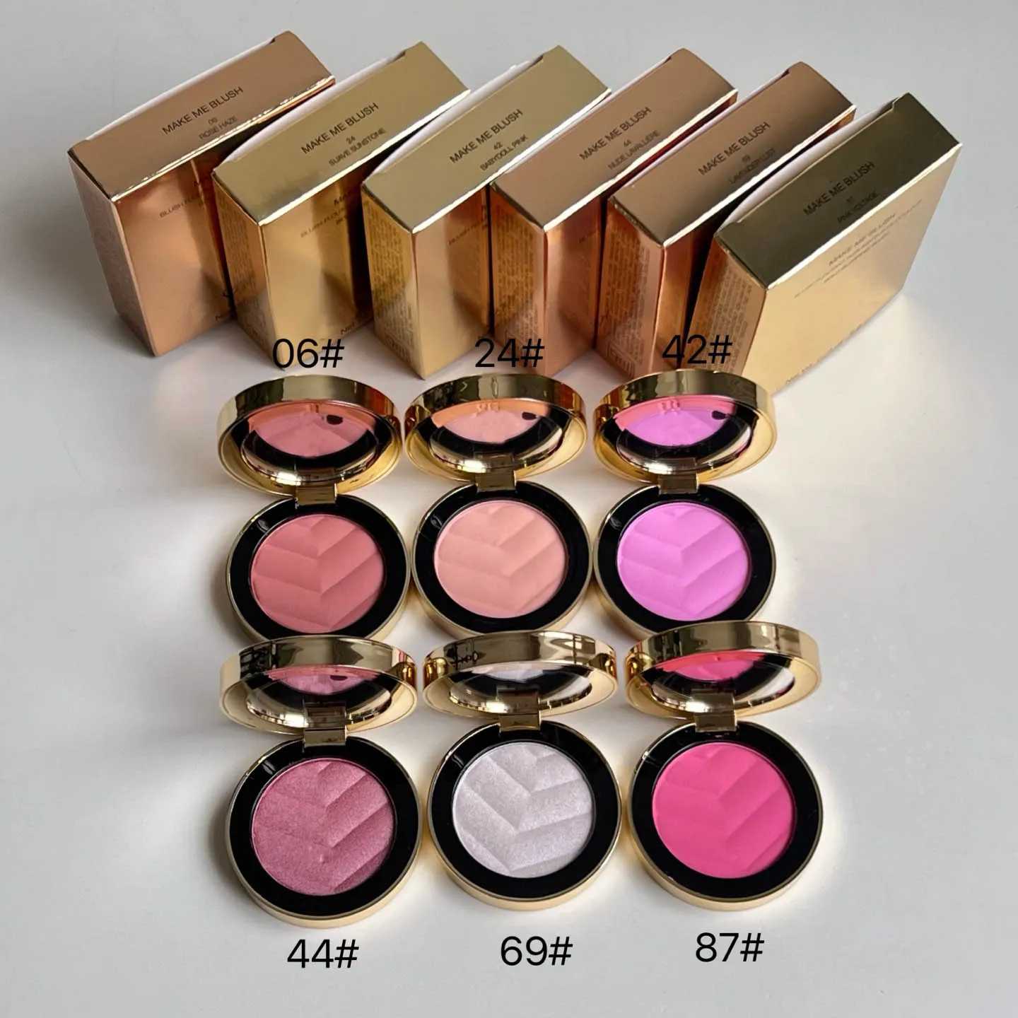 Designer 6g Leather Blush With Mirror #06 #44 #69 Pressed Powder Face Blusher Long Lasting Moisturizing Makeup 6 Colors Setting Powder-image-1075599519