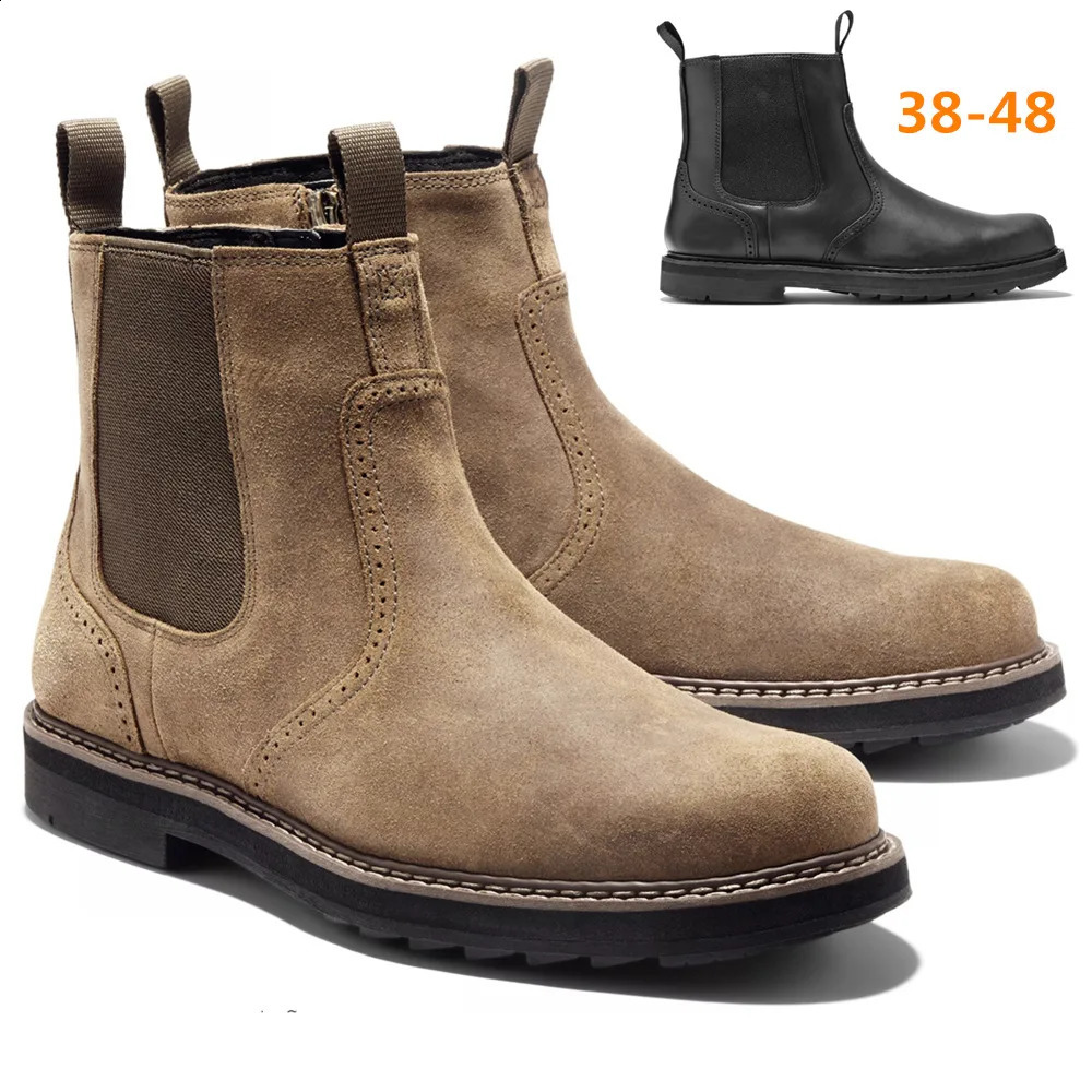 Grande taille 3948 hommes bottes Chelsea Boots de haute qualité Boots de la cheville usurement Bottes en cuir non glissantes Chaussures d'hiver a