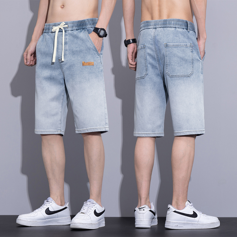 Summer Thin Mens Loose Denim Shorts Blue Elastic Straightleg Fashionable Versatile Casual Jeans Male Classic Style 250919