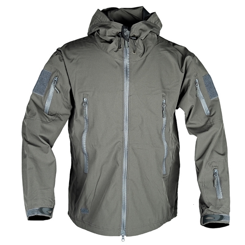 Mens Military Tactical Jackets Full Zip Shark Skin Soft Shell Tactical Waterproof Windbreaker Outdoors Hiking Hooded Coat S4XL250918ww