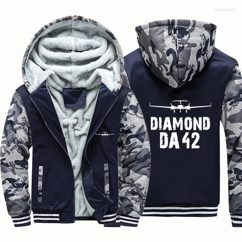 Men's Hoodies Flight Diamond DA42 Aviation Pilots Men Coat Jackets Wool Fleece Warm Zipper Hooded Thick Sweatshirts