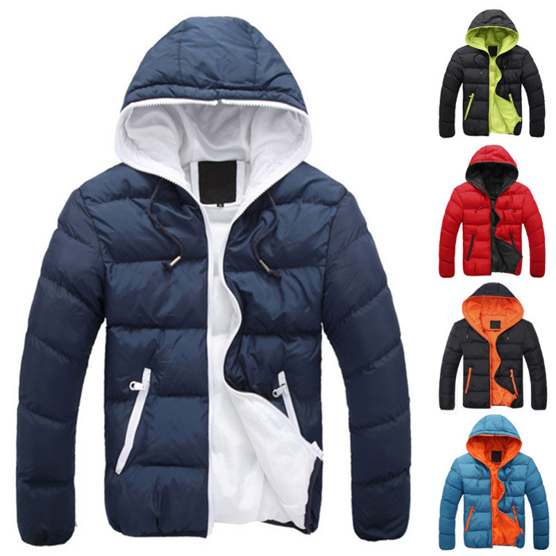 Mens Casual Jacket Cotton Parka Coat Autumn Winter Thin Hooded Cotton Padded Jacket Windproof Outdoor Travel Outwear 250919