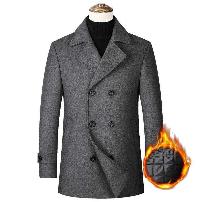 Eur Sizes Mens Classic Business Jacket Pea Coat Notched Collar Double Breasted Autumn Winter Warm 40 Wool Trench Coats X250919