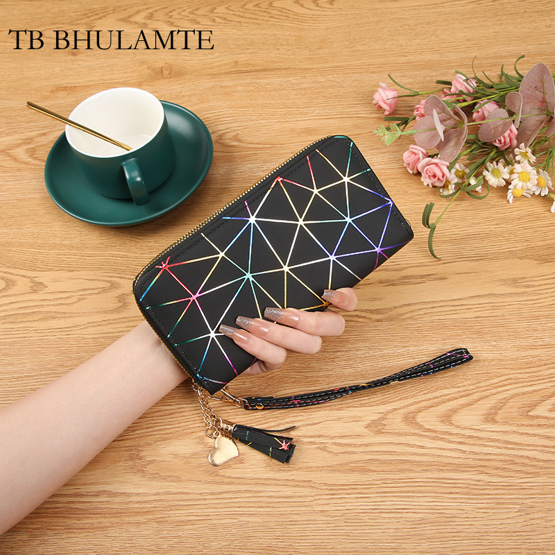 TB BHULAMTE Free Shipping Luxury Designer New Ins Laser PU Women's Wallet Personality Fashion Trendy Handheld Coin Purse Handbag