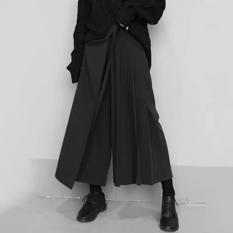 Shan Tou Yi Black Samurai Pants Mens Loose Straightleg Wideleg Sword Duty Chinese Style Casual Wear Spring Autumn 250919