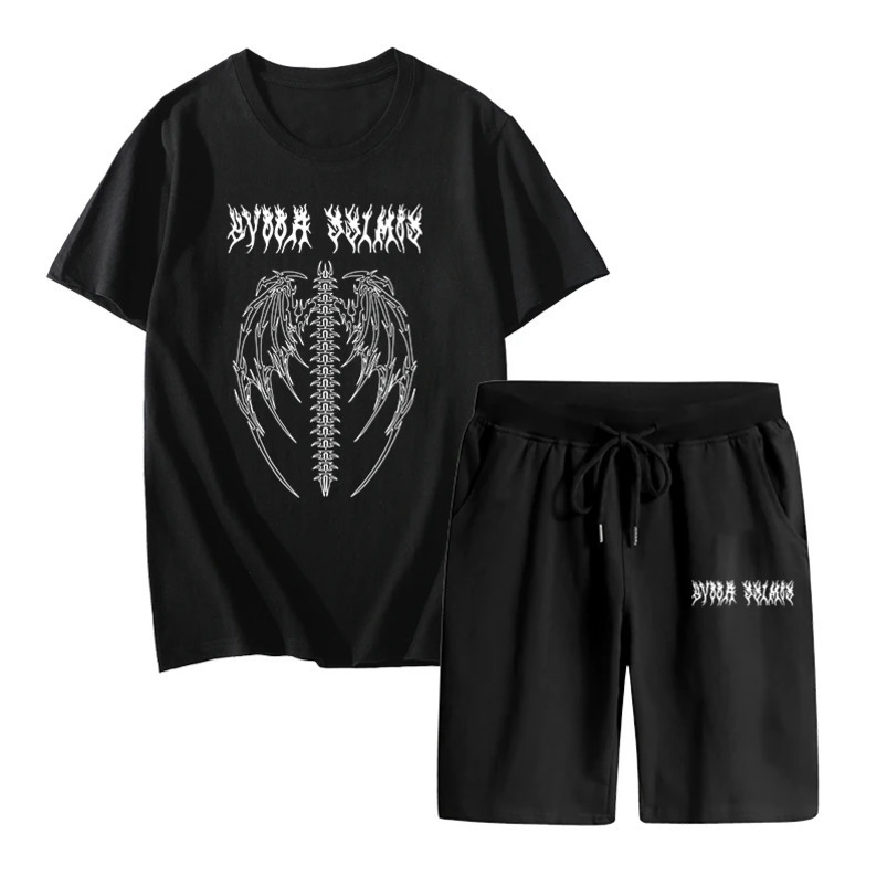 Arrival Mens Summer Sportwear Urban Trend Tshirt and Quickdry Fifthpants Harajuku Style Y2K Printed Tees Tracksuit Set 250919
