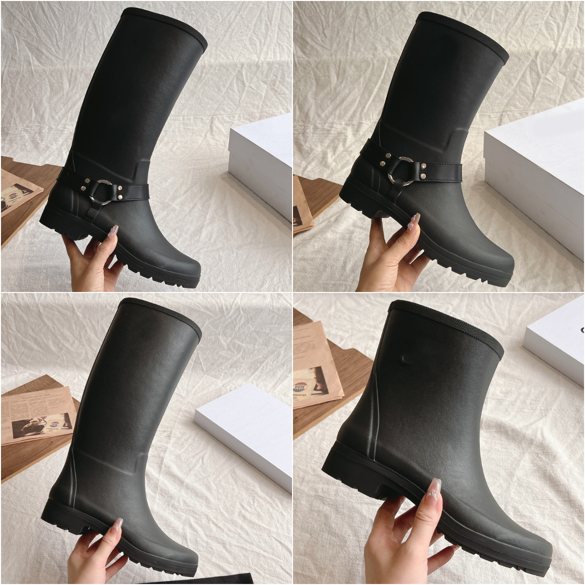 Bottes de pluie pour femmes sans couture Boots designer femme Luxury Boots de pluie Fashion Knight Boots Femme Boots Designer Boots High Boots En