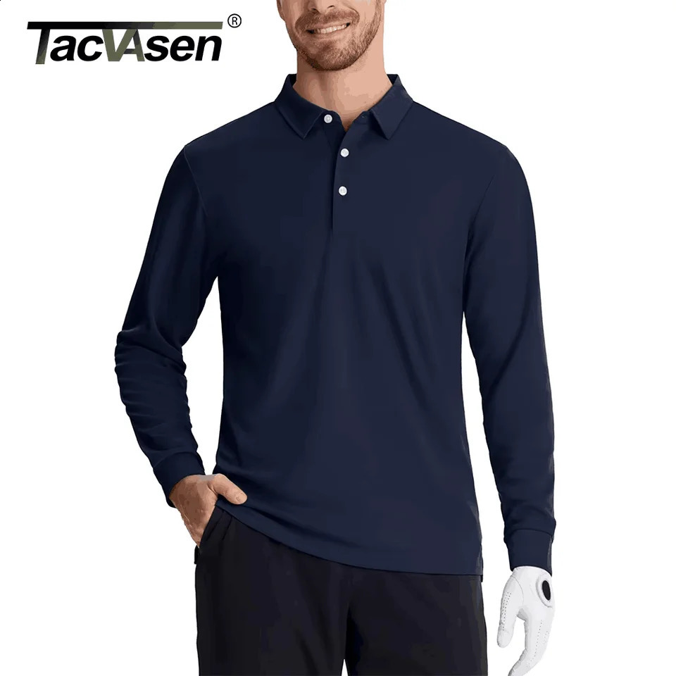 TACVASEN Long Sleeve Polos Tshirts Mens Quick Dry Lightweight Golf Polo Shirts Casual Work Tshirt Sport Tees Pullover Tops Man250918