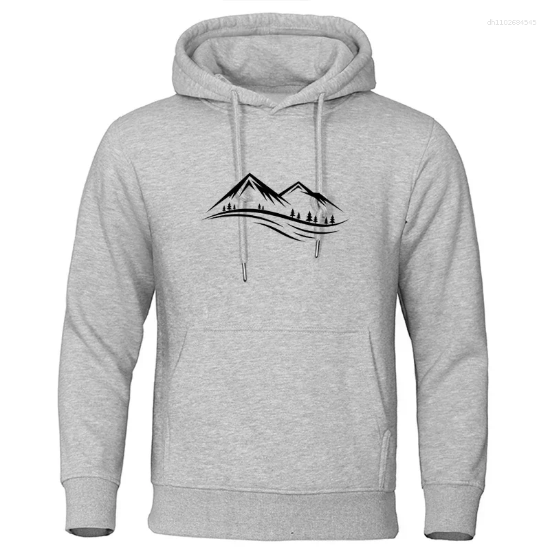 Sweat à capuche masculine Men de mode Imprimé de montagne classique Vêtements Casual Spring Automne à manches longues Pull à capuche