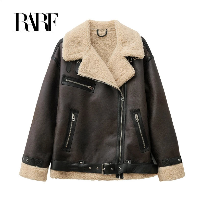 RARF AutumnWinter Europeanstyle womens warm and thick doublesided lapel longsleeved jacket 250918