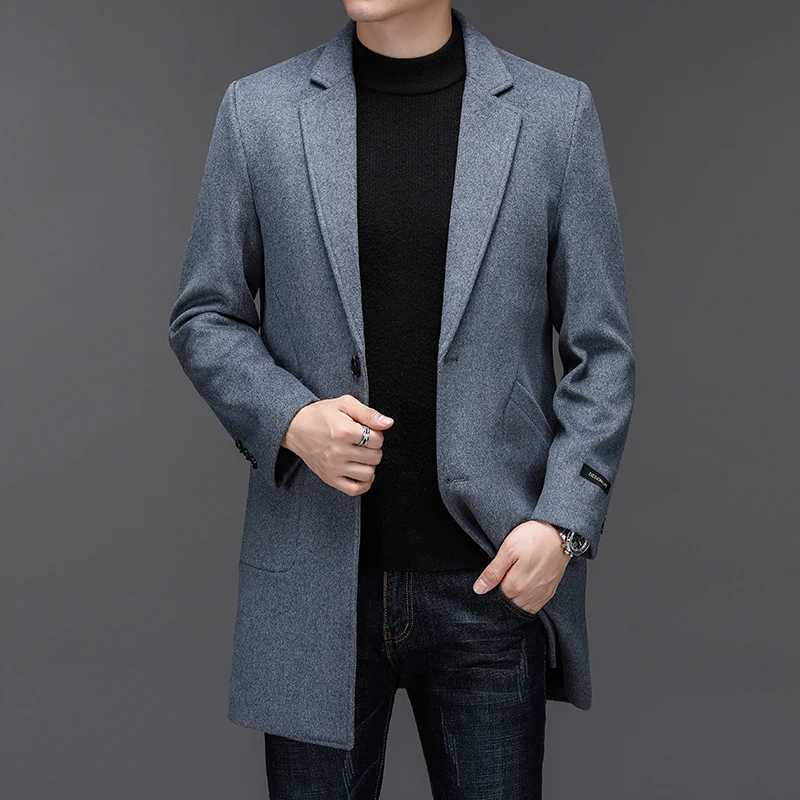 Quiet Luxury Men Doublefaced Wool Coat Black Grey Burgundy Woolen Overcoat Classic Winter Autumn Outfits Effortless Attire 2025 X250919
