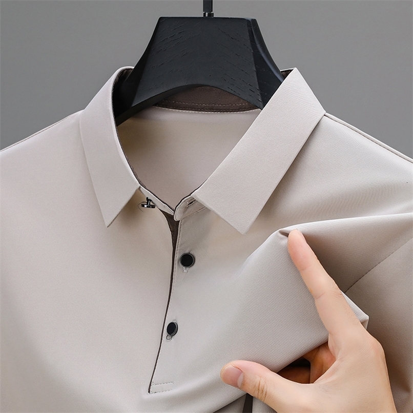 BROWON Collection 2025 Golf Shirts Mens Short Sleeve Solid Color Turn Down Collar Business Plain Shirt for Man250918