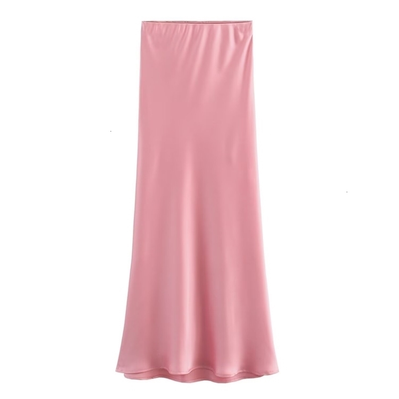 Satin Skirt Woman High Waist Elegant Long Skirts For Women Fashion Summer Midi Skirt Office Womens Skirts 250918