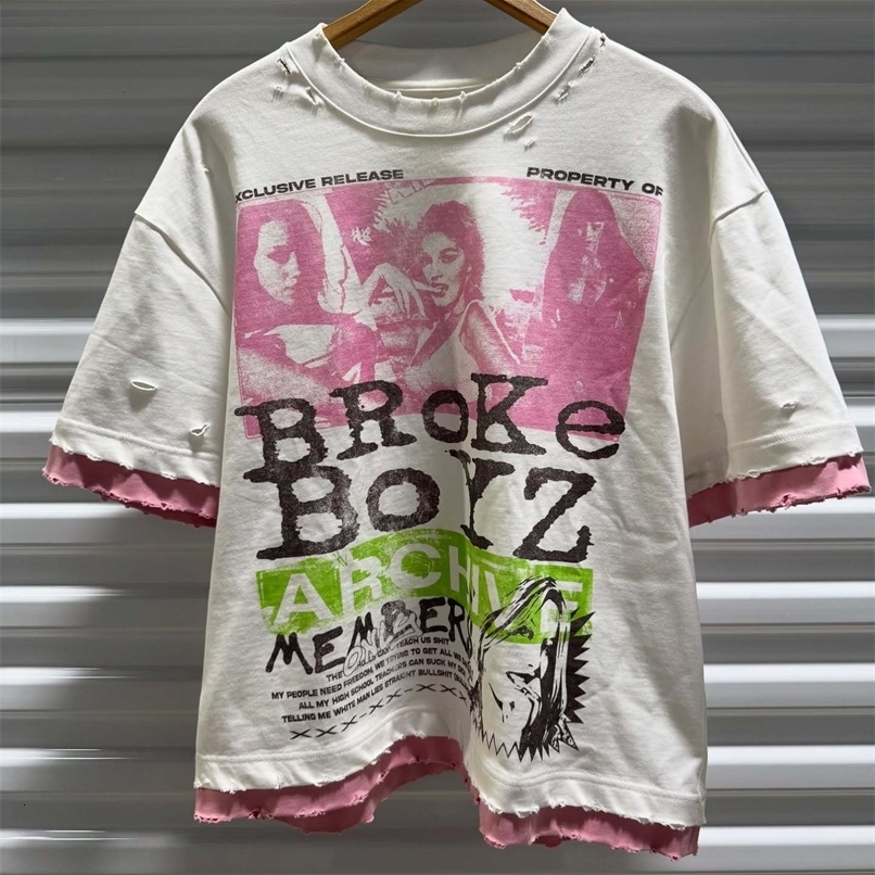 Y2K Streetwear épissage T-shirt à la mode Hip Hop Graffiti Graphic Shirt Imprimée Retro Retro surdimensionné TOPS250918