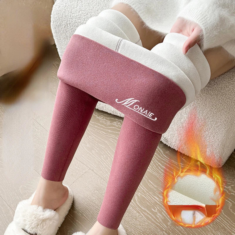 Winter Cashmere Leggings Women Solid Warm Leggings High Waist Slim Stretchy Pants Big Size Adding Velvet and Thickening Pants 250918
