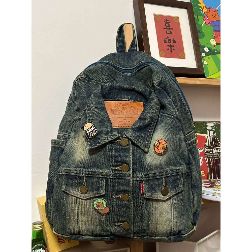 Designer Bags European American Fashion Retro Denim With Large Capacity Casual And Versatile College Style Student Backpack Trend Luxury Bag