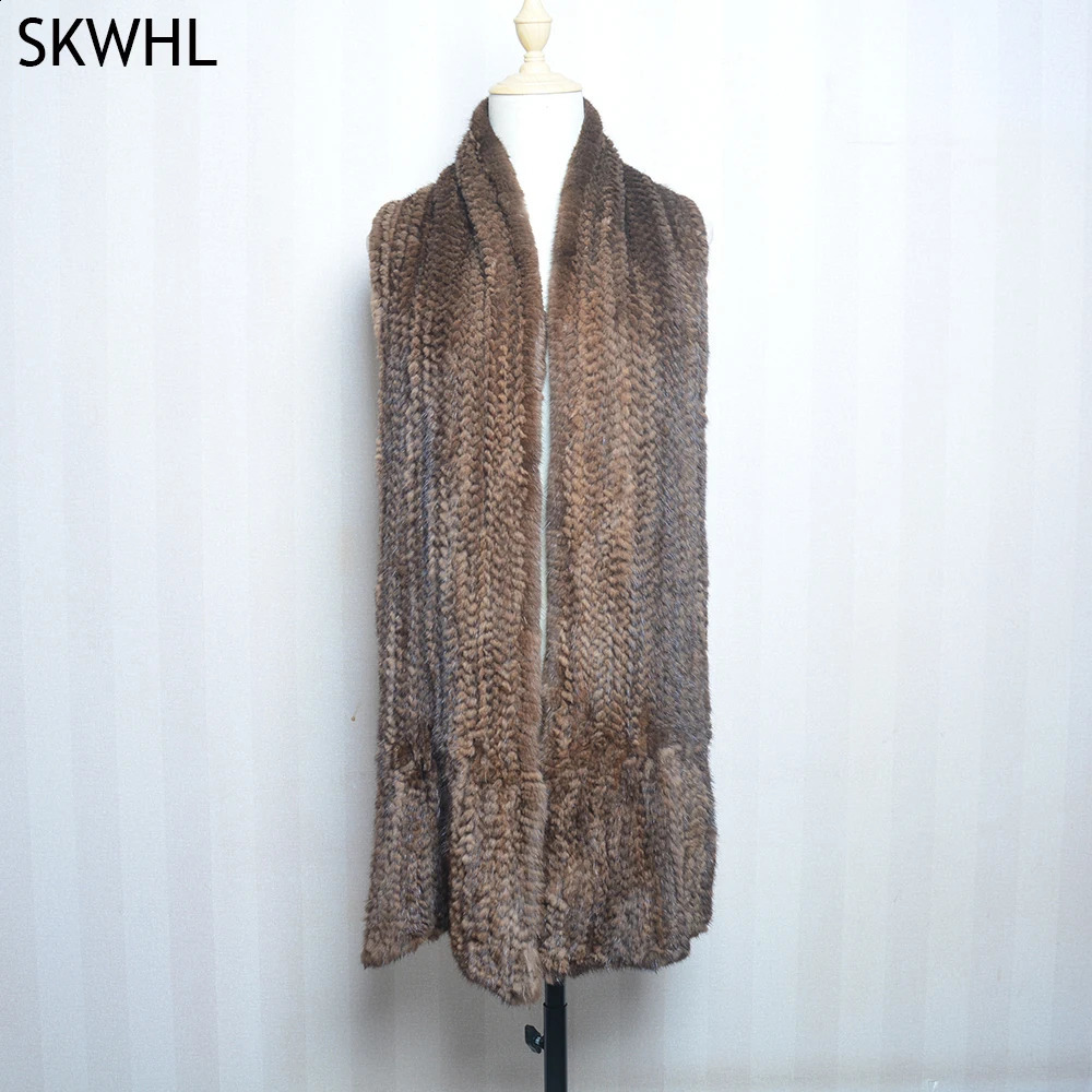 2025 Lady Mink Fur Châle écharpe hiver 100 Natural Furn Fur Scarf Châle de châle authentique Ponchos de fourrure de vison 250918