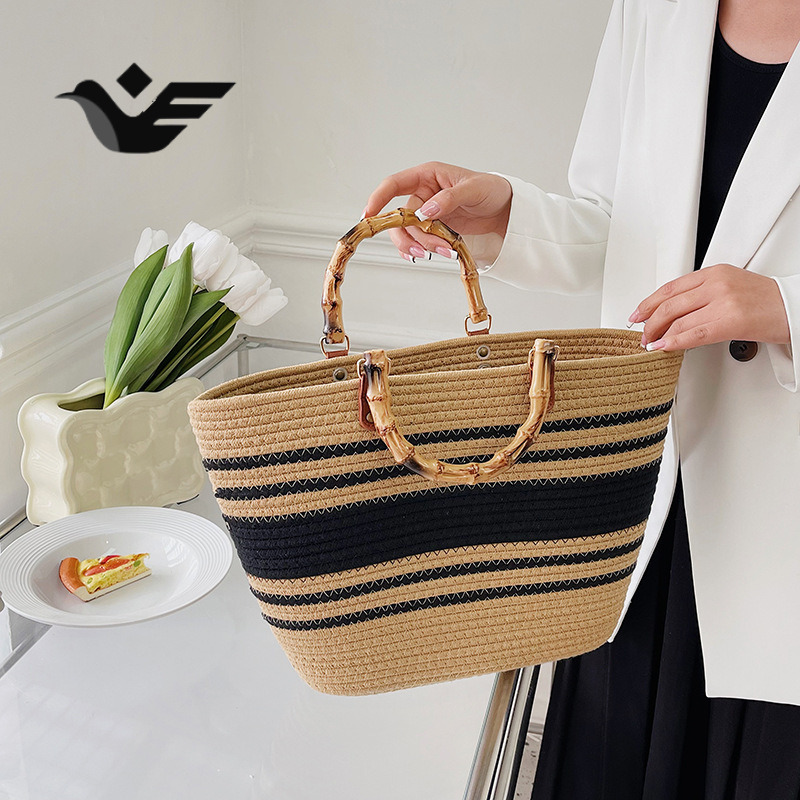 Feiyan Free Shipping New Designer Bag Elegant Trendy Woven Women's Bag 2025 Fashion Tote Bag Patchwork Single Shoulder Large Capacity Bamboo Ha