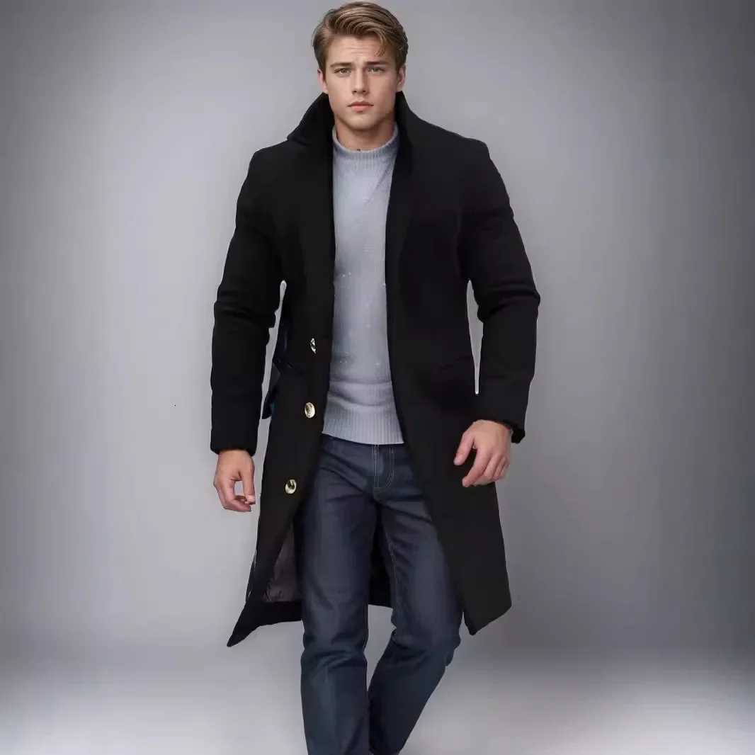 Elegant Mens Casual Wind Breaker Matel pour l'automne et le bouton de couleur unie d'hiver Longsleed Midtolong Style Coat SXXXL x250919