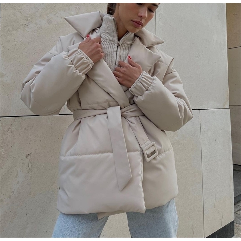 Autumn Womens Clothes with Thick Collars and Waist Cinched Look Slim Solid Color Cotton Jackets for Women 250918 ba