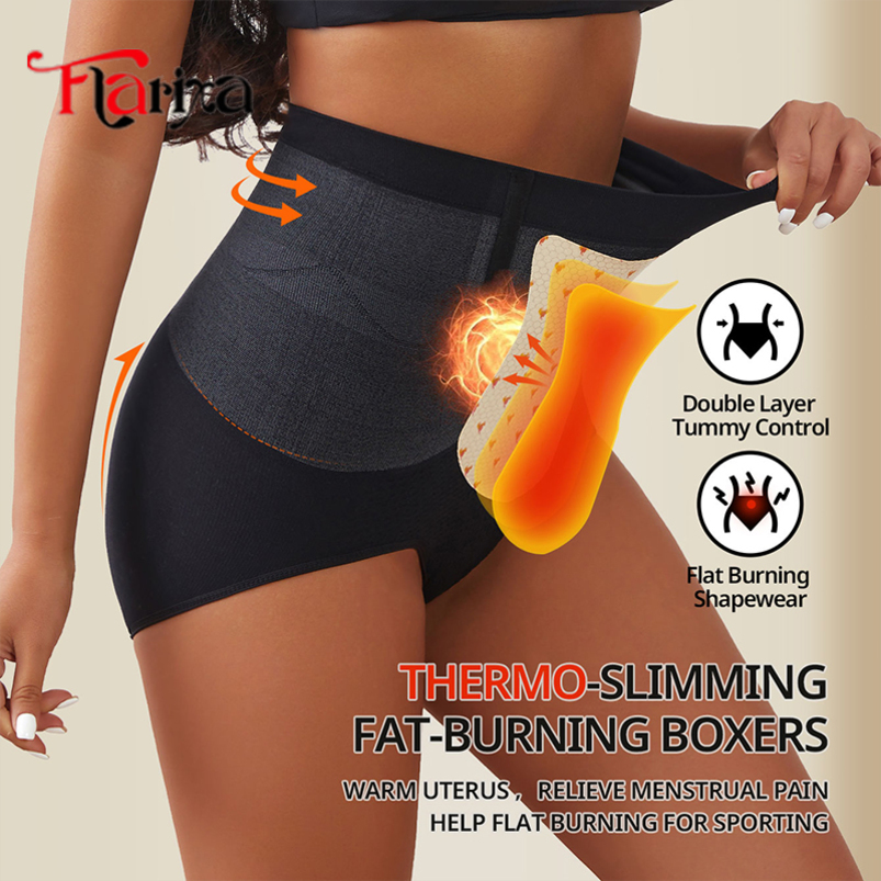 Flarixa Seamless Tummy Control Panties Women High Waist Briefs Thermal Fat Burning Underwear Slimming Belly Shaper Hip Lift Pant 250919