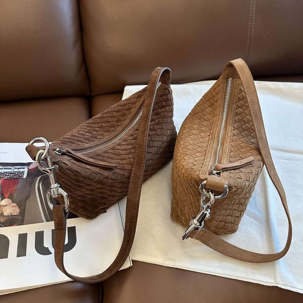 Designer Bag Tote Bag Shoulder Bag High-End Handwoven Suede Leather Korean Style Handheld Shoulder Crossbody Trendy Simple Women's Bag