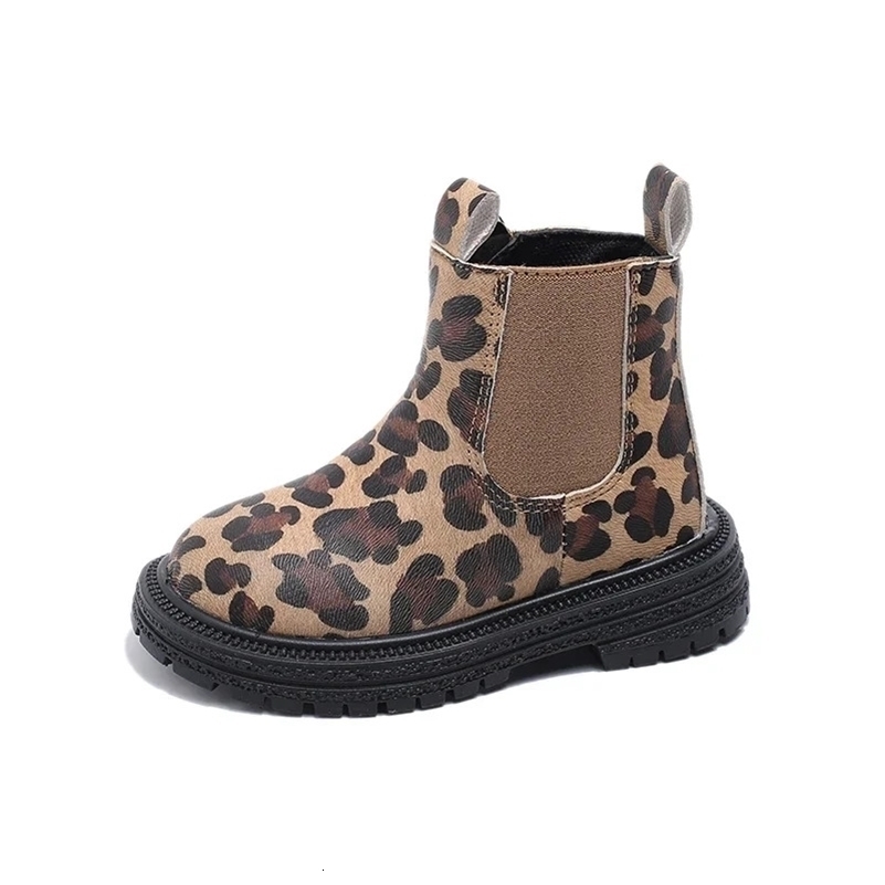 Boots pour enfants imprimés léopard classiques petits garçons bottines côté zipper mode classique unisexe filles bottes en caoutchouc respirant c
