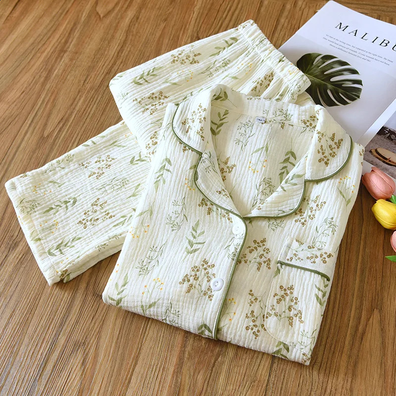 Winter Pajamas100% Cotton Plus Size Flower Printing Household Womens Pajamas Loungewear Autumn Sleepwear 260819 8e