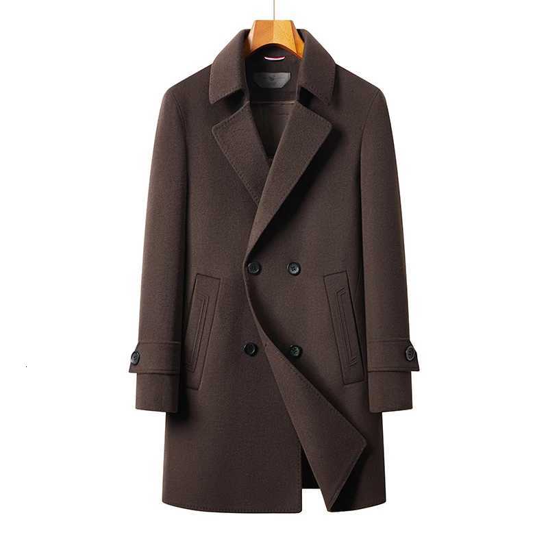 Subtle Luxury Men EleGant Cashmere Overcoat Black Coffee Double Breasted Design Basic Coat Down Vest Lining Topcoat Winter X250919