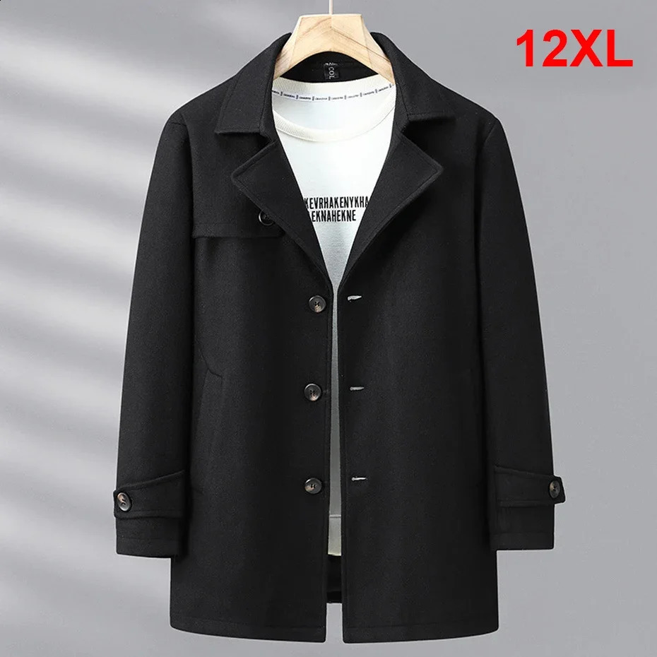 Veste en laine Men Plus taille 12xl Vestes de couleur unie en laine Male Male Male Veste de style long de style hiver