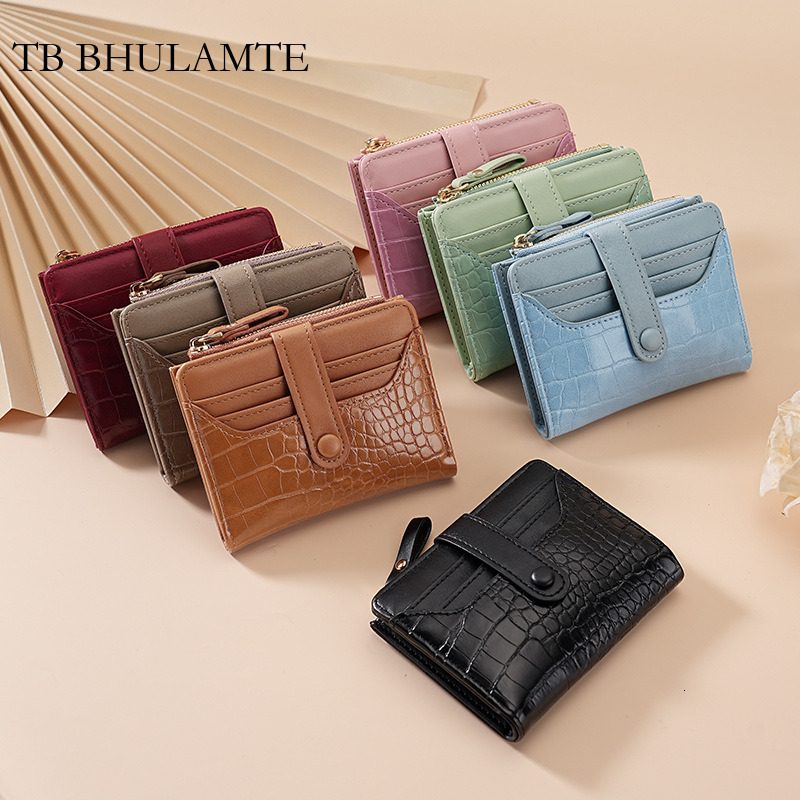 TB BHULAMTE Free Shipping Women's Macaron Short Korean Style Wallet Luxury Crocodile Pattern Multi-card Slot Daily Versatile Fresh Designer Wal