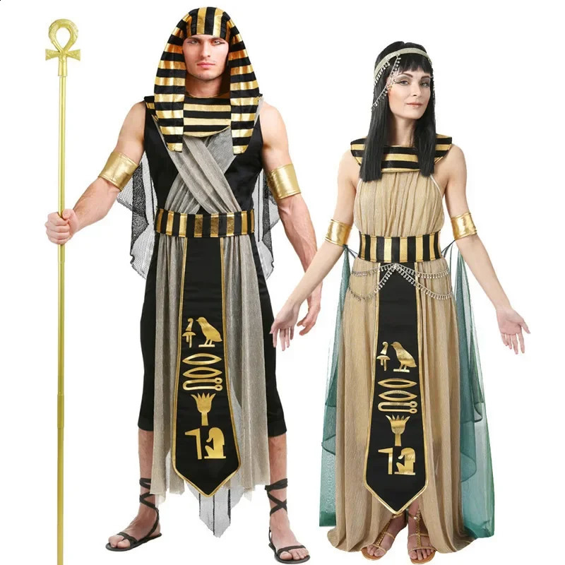 Halloween Costume du pharaon égyptien de l'Egypte ancienne pour hommes King Cléopâtre Queen Cosplay Carnival Party Médiéval Couple Party Robe 250