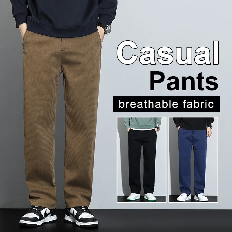 Mens Lyocell Straight Loose Elastic Waist Jeans 2025 Autumn Winter Fashion Comfortable Versatile Pants Plus Size 5XL 250919