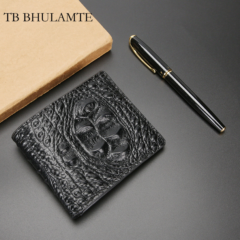 TB BHULAMTE Men's Luxury Wallet Crocodile Leather Business Large Capacity Handmade Genuine Leather Designer Wallet PU Leather Multi-card Slo