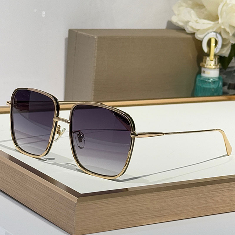 Lady Metal Sunglasses Designer With Oversized Square Metal Frame Thin Mirror Legs Outdoor Leisure Holiday Travel Elegant Women Sunglasses BV40016U