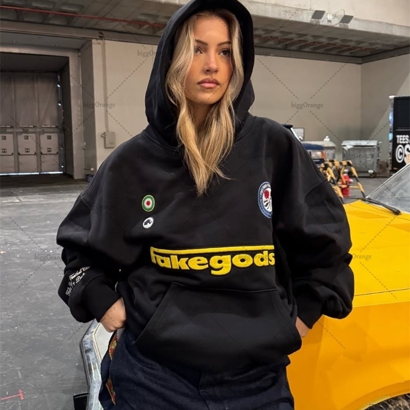 HARAJUKU RETRO LETTER PROPRIMENT N FOIGNABLE DES MENSONS LOBE Men de mode High Street Vêtements Sweat surdimensionné décontracté Femmes 250918