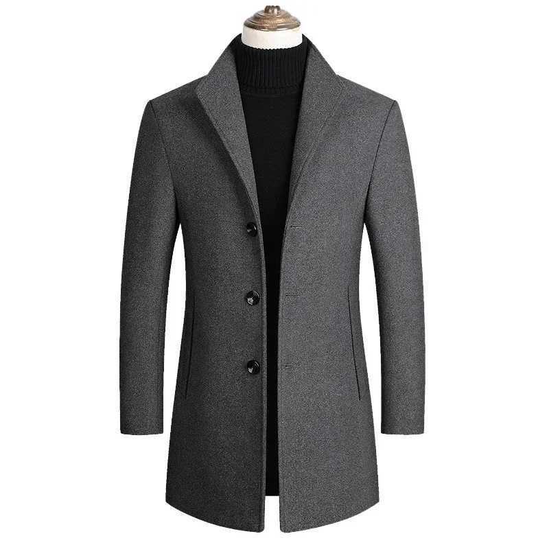 Customizable 2024 New UZZDSS Men Wool Coat Solid Color Casual Warm Winter Wool Coat X250919