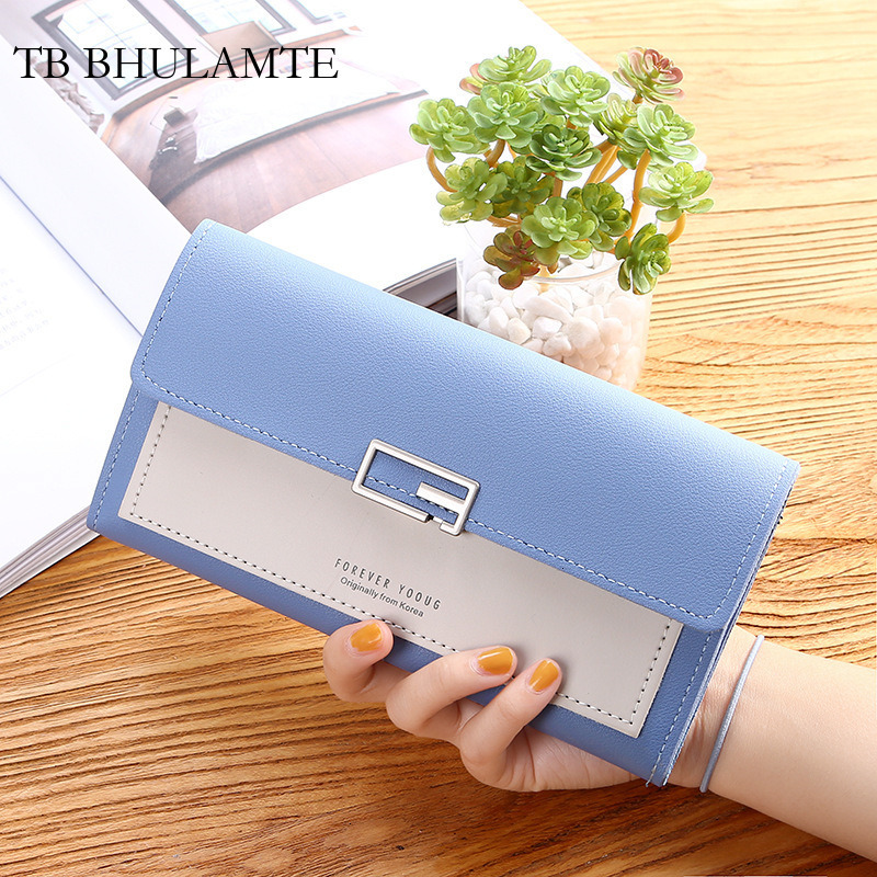 TB BHULAMTE Designer New Korean Luxury Women's Wallet Long Three Fold Handbag Buckle Multi Card Card Bag Fashion Trend Phone Bag