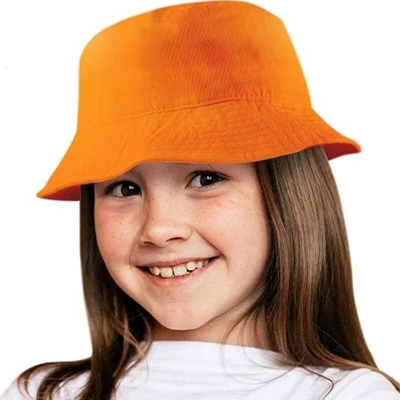 Coton Summer Summer pour enfants Couleur de bonbons extérieure Orange Smile Chapeau de course Caps Basin Bason Panama Girls Boys Beach Cap Ddmyth