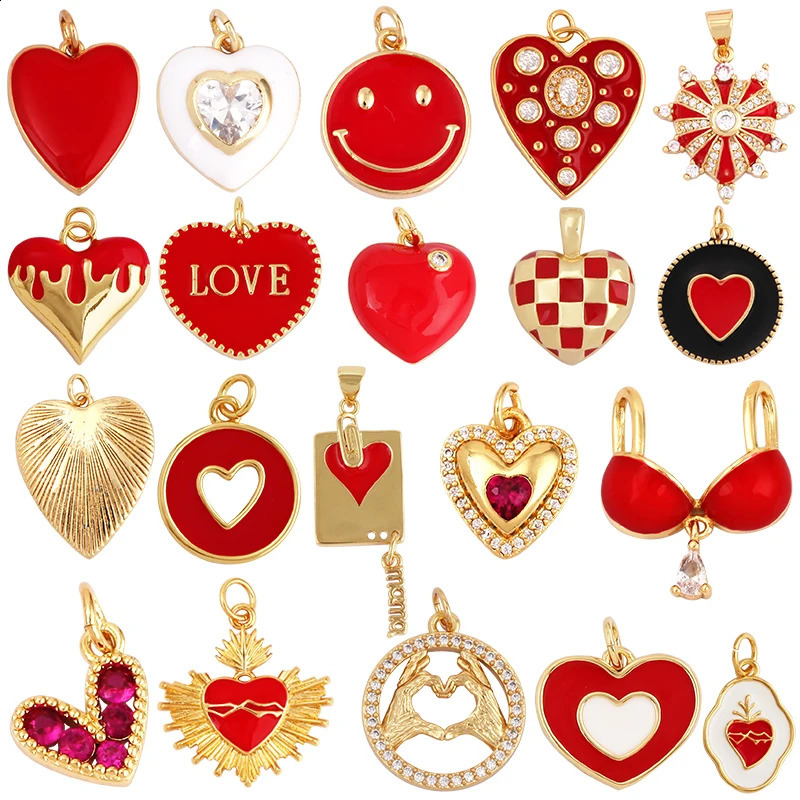 in Red Heart Charm Victorian Sacred Love Zircon PendantFashion Happy Face 18K Real Gold Plated for Jewelry Making Supplies 250911