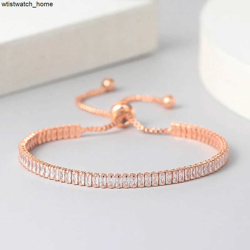 ZHOUYANG Tennis Bracelets For Women Sparking Zircon Jewerlly Rose Gold Color Handmade Friends Gift Cute Jewelry Wholesale H017