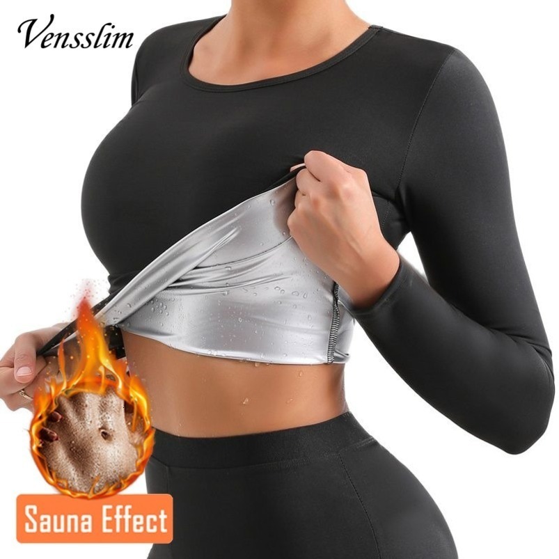 Vensslim Body Shaper Sauna Suits Sweat Slimming Waist Trainer Corset Long Sleeve Fat Burn Shirt Women Workout Tummy Control Tops 250919