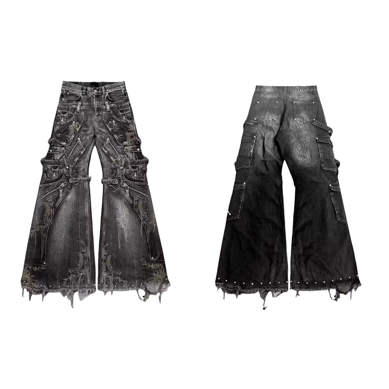 Ripped Baggy Jeans Oversized Pocket Zipper Washed Black High Waisted Y2k Jeans Men and Women Gothic Straight Leg Denim Pants250918