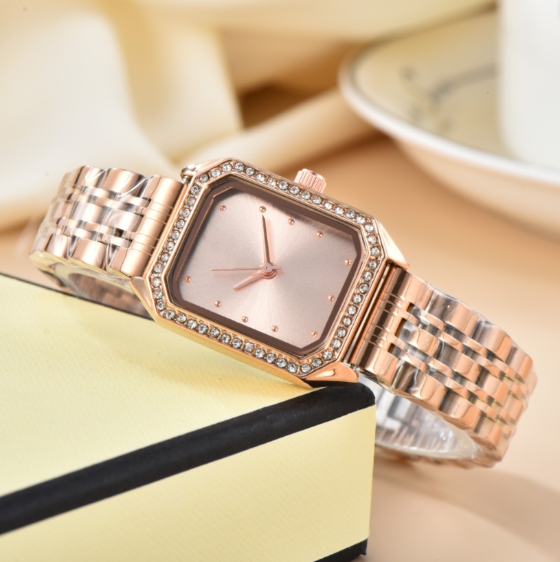 Luxury women ROL9055 Watch Square Watches Designer Diamond Quartz Movement Stainless Steel Bracelet Sapphire Glass Waterproof womens wristwatches