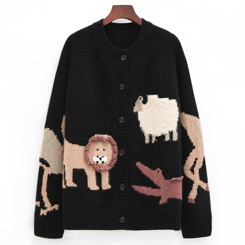 100 pure cashmere sweater for women AutumnWinter Highgrade loosethickened Zoo Europe Station short knitted cardigan 250919